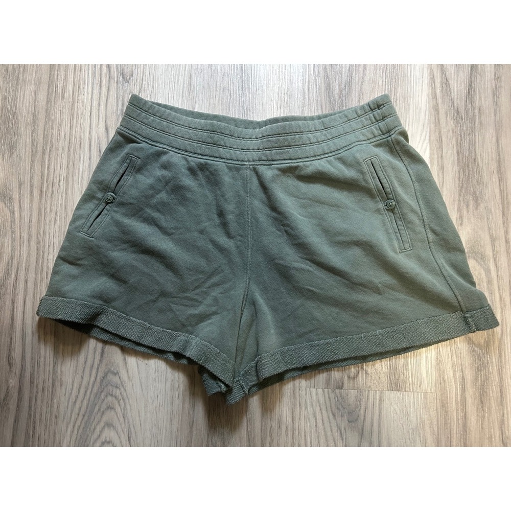 Aerie Sage Green French Terry Lounge Shorts Women Large Cotton Button Pocket L